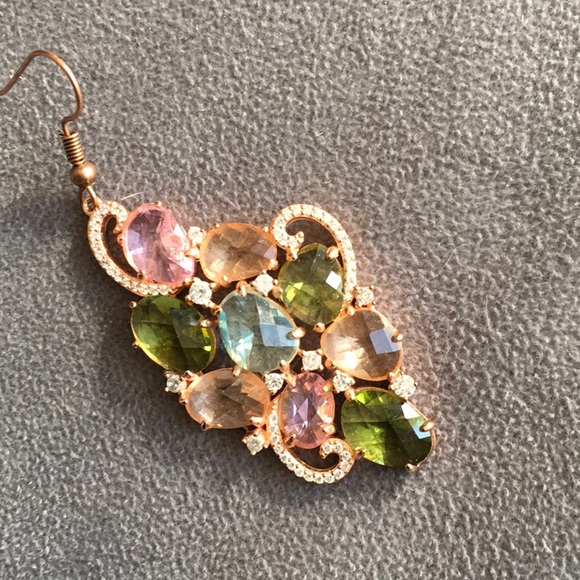 Genevieve Multi-Color CZ Cluster Earrings - Picture 3 of 4